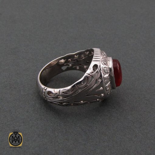 انگشتر عقیق یمن مردانه خوش رنگ - کد 8472 - تصویر 2