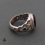 2 انگشتر عقیق یمن، یاقوت و زمرد مردانه – کد 8475 - تصویر 2