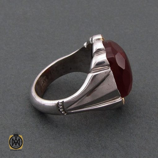 انگشتر عقیق یمن الماس تراش مردانه – کد 8479 - تصویر 2