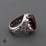2 انگشتر عقیق یمن ارزشمند و زمرد مردانه - کد 8483 - تصویر 2