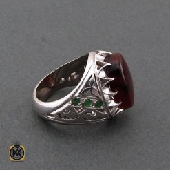 انگشتر عقیق یمن ارزشمند و زمرد مردانه - کد 8483 انگشتر عقیق یمن ارزشمند و زمرد مردانه - کد 8483