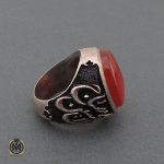2 انگشتر عقیق یمن فاخر مردانه با رکاب قلم زنی اثر استاد هشتم - کد 8485 - تصویر 2