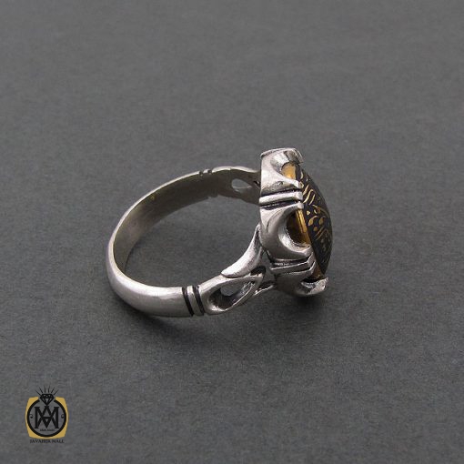 انگشتر حدید سینی با حکاکی لا فتی الا علی لا سیف الا ذوالفقار مردانه - کد 8362 - تصویر 2