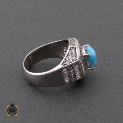 انگشتر فیروزه نیشابوری مردانه - کد 8491 انگشتر فیروزه نیشابوری مردانه - کد 8491