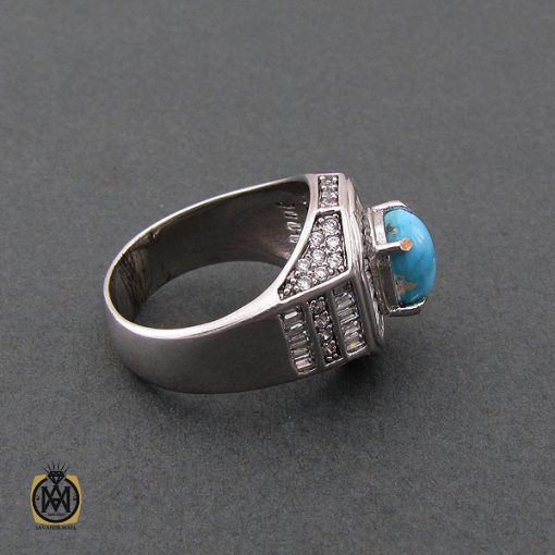 انگشتر فیروزه نیشابوری مردانه - کد 8491 - تصویر 2