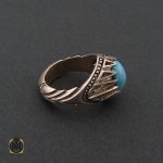 2 انگشتر فیروزه نیشابوری با کیفیت مردانه دست ساز - کد 8492 - تصویر 2