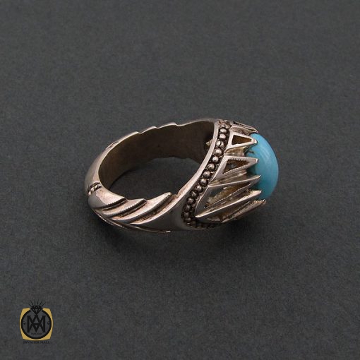 انگشتر فیروزه نیشابوری با کیفیت مردانه دست ساز - کد 8492 - تصویر 2