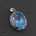 2 مدال توپاز آبی زنانه طرح دنیز - کد 3084 - تصویر 2