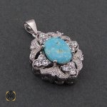 2 مدال فیروزه نیشابوری زنانه طرح غنچه - کد 3105 - تصویر 2
