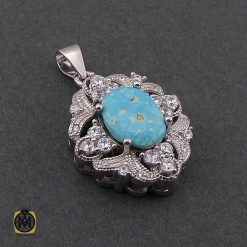 مدال فیروزه نیشابوری زنانه طرح غنچه - کد 3105 مدال فیروزه نیشابوری زنانه طرح غنچه - کد 3105