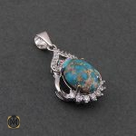 2 مدال فیروزه نیشابوری زنانه طرح فرنوش - کد 3106 - تصویر 2