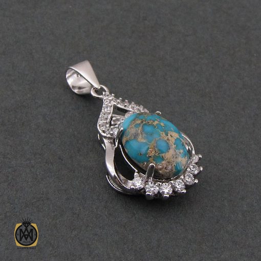 2 مدال فیروزه نیشابوری زنانه طرح فرنوش - کد 3106 - تصویر 2