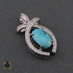 مدال فیروزه نیشابوری زنانه طرح فرناز - کد 3107 مدال فیروزه نیشابوری زنانه طرح فرناز - کد 3107