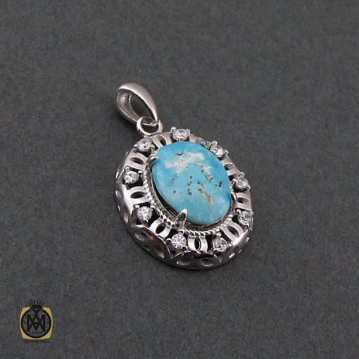 2 مدال فیروزه نیشابوری زنانه طرح گلنار - کد 3108 - تصویر 2
