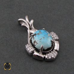 مدال فیروزه نیشابوری زنانه طرح گیسو - کد 3109 مدال فیروزه نیشابوری زنانه طرح گیسو - کد 3109
