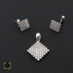 سرویس نقره زنانه پر نگین طرح هديه - کد 7091 سرویس نقره زنانه پر نگین طرح هديه - کد 7091