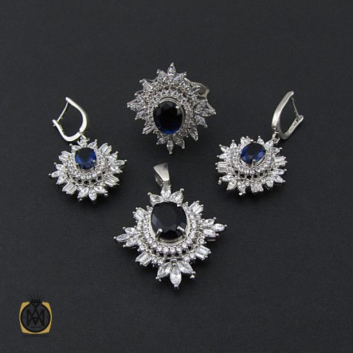 سرویس نقره زنانه طرح سلطنتی پر نگین - کد 7097 - تصویر 2