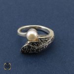 2 سرویس نقره با نگین مروارید زنانه طرح سمن - کد 7101 - تصویر 3