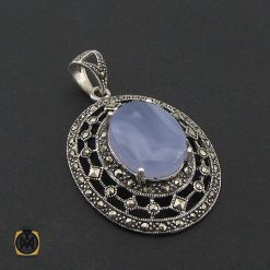 مدال عقیق یمن کبود و مارکازیت زنانه طرح آرزو - کد 3115 مدال عقیق یمن کبود و مارکازیت زنانه طرح آرزو - کد 3115