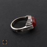 2 انگشتر عقیق یمن مردانه خوش رنگ طرح صفوی - کد 8514 - تصویر 2