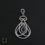 2 مدال نقره پر نگین زنانه طرح لادن - کد 3037 - تصویر 2
