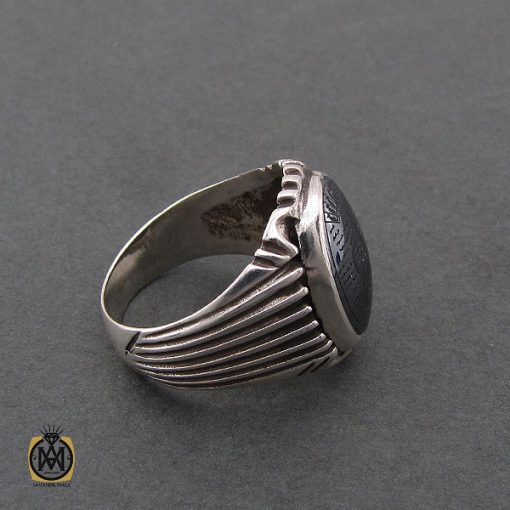 2 انگشتر حدید سینی با حکاکی عین علی مردانه - کد 8374 - تصویر 2