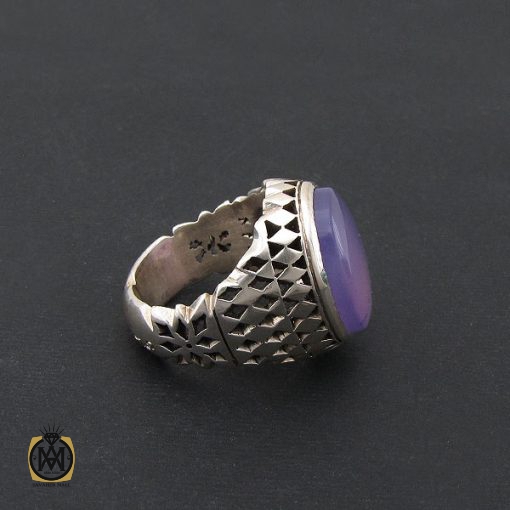 انگشتر عقیق یمن کبود خوش رنگ و درشت مردانه دست ساز - کد 8536 - تصویر 2