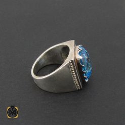 انگشتر توپاز آبی مردانه درشت و مرغوب رکاب دست ساز - کد 8543 انگشتر توپاز آبی مردانه درشت و مرغوب رکاب دست ساز - کد 8543