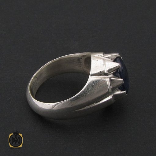 انگشتر یاقوت کبود مردانه با رکاب دست ساز - کد 8547 - تصویر 2