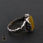 2 انگشتر عقیق زرد با حکاکی شرف الشمس مردانه - کد 8376 - تصویر 2