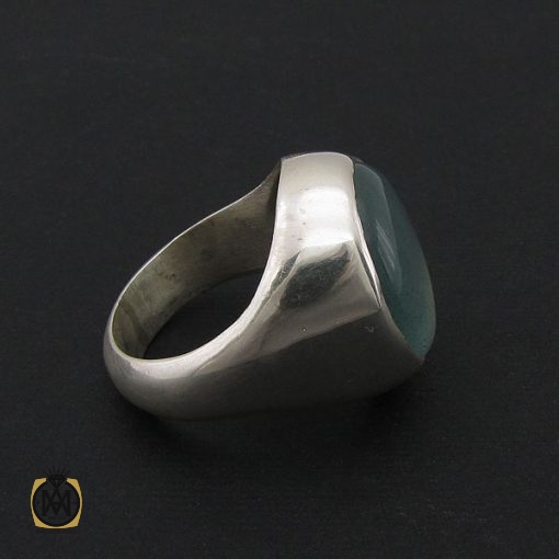2 انگشتر آکوامارین مردانه درشت و معدنی - کد 8553 - تصویر 2