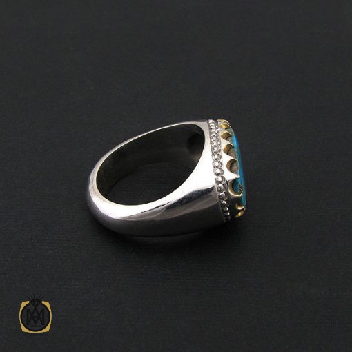 2 انگشتر فیروزه نیشابور صفوی مردانه رکاب هنر دست استاد شرفیان - کد 8567 - تصویر 2