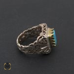 2 انگشتر فیروزه نیشابور مردانه شاهانه رکاب دست ساز - کد 8568 - تصویر 2