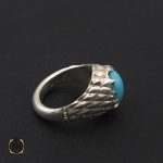 2 انگشتر فیروزه نیشابور مردانه خوش طبع رکاب دست ساز - کد 8569 - تصویر 2