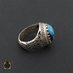 انگشتر فیروزه نیشابور خوش طبع مردانه رکاب دست ساز - کد 8574 انگشتر فیروزه نیشابور خوش طبع مردانه رکاب دست ساز - کد 8574