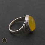 2 انگشتر عقیق زرد با حکاکی شرف الشمس مردانه - کد 8379 - تصویر 2