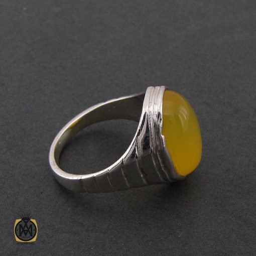 2 انگشتر عقیق زرد با حکاکی شرف الشمس مردانه - کد 8379 - تصویر 2
