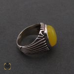 2 انگشتر عقیق زرد با حکاکی شرف الشمس مردانه - کد 8382 - تصویر 2