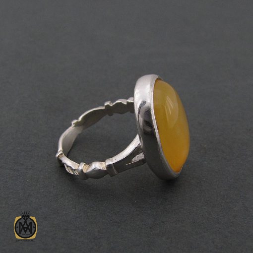 انگشتر عقیق زرد با حکاکی شرف الشمس مردانه - کد 8385 - تصویر 2