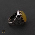2 انگشتر عقیق زرد با حکاکی شرف الشمس مردانه - کد 8386 - تصویر 2