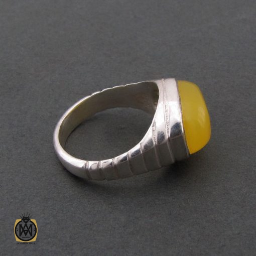 انگشتر عقیق زرد با حکاکی شرف الشمس مردانه - کد 8387 - تصویر 2