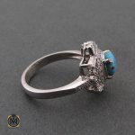 2 انگشتر فیروزه نیشابور زنانه طرح مهگل - کد 2083 - تصویر 2