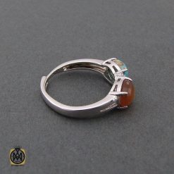 انگشتر فیروزه نیشابور  و عقیق یمن زنانه طرح نوگل - کد 2090 انگشتر فیروزه نیشابور  و عقیق یمن زنانه طرح نوگل - کد 2090