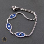 دستبند نقره طرح چشم زخم زنانه - کد 1072 - تصویر 2