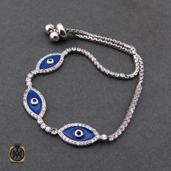 دستبند نقره طرح چشم زخم زنانه - کد 1072 دستبند نقره طرح چشم زخم زنانه - کد 1072