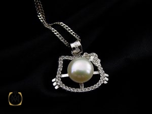 2068 مدال مروارید پرورشی زنانه طرح کیتی - کد 3068 - تصویر 5