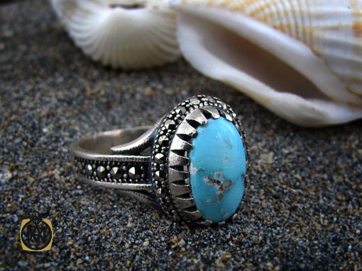 انگشتر فیروزه نیشابور زنانه طرح هستی - کد 2072 - تصویر 6