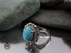 2076 انگشتر فیروزه نیشابوری زنانه طرح غزل - کد 2076 - تصویر 6