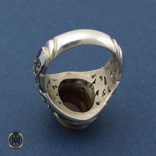 انگشتر عقیق یمن با رکاب علی مع الحق و حق مع علی مردانه - کد 8427 - تصویر 3