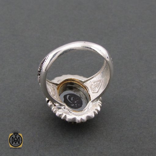 انگشتر حدید سینی با حکاکی بسم الله الرحمن الرحیم مردانه - کد 8355 - تصویر 3